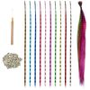 30Pcs Colorful Hair Extensions, 40cm Synthetic Feather Hair Extensions,Hair Tinsel Kit,Hair Extension Kit including 100 Micro Beads and Hook for Women Girls Party Festival Cosplay
