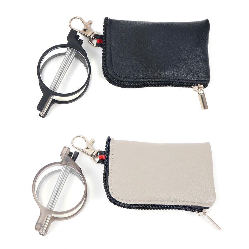 KoKoBin Folding round Reading Glasses with Telescopic Rod and Leather ...