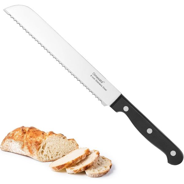 Sourdough Bread Knife 8 inch, Stainless Steel Serrated Bread Slicer, Razor Sharp
