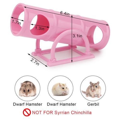 Hypeety Hamster Plastic Seesaw Tunnel Toy Hamster Mouse Hollow Tunnel Tube Toy Funny Exercise Gym Playground for Hmaster Dwarf Gerbil Small Pets (Pink)