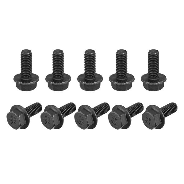 sourcing map M8x20mm Hex Serrated Flange Bolts 10.9 Grade Carbon Steel Screws 10pcs