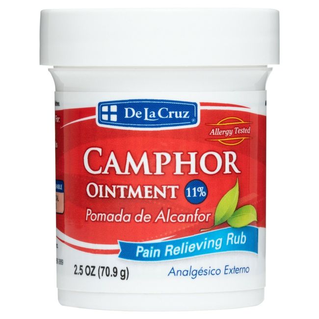 DE LA CRUZ 11% CAMPHOR OINTMENT PAIN RELIEVING RUB 2.5 OZ.  Exp. 9/2025