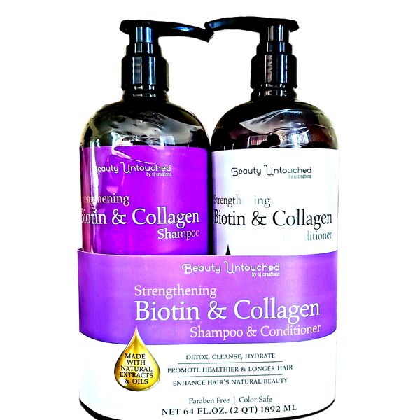 Beauty Untouched  Biotin & Collagen Shampoo+ Conditioner  32 oz each JUMBO SIZE