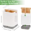 Toothbrush and Toothpaste Holder with Bamboo Divider for Bathroom Countertop Org