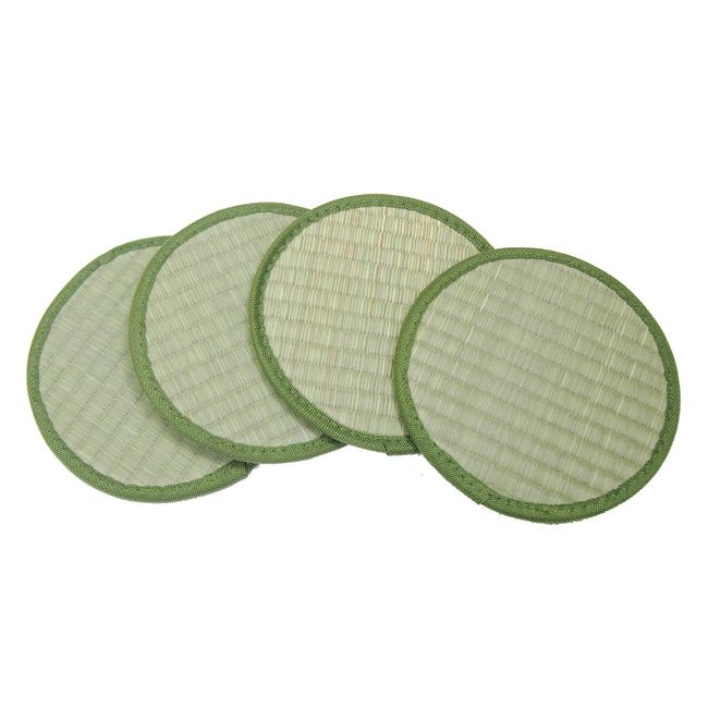 Hagiwara Igrass Table Table Pad, Round Green, Set of 4, Diameter Approximately 6.3 inches (16 cm)