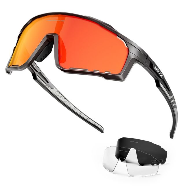 KAPVOE Polarisiert Fahrradbrille Herren Damen Sonnenbrille UV400 Schutz Sportbrille Radbrille Sportsonnenbrillen Radsportbrille Radfahren MTB Brille Rennrad Laufen Wandern Volleyball Bergsteigen 01