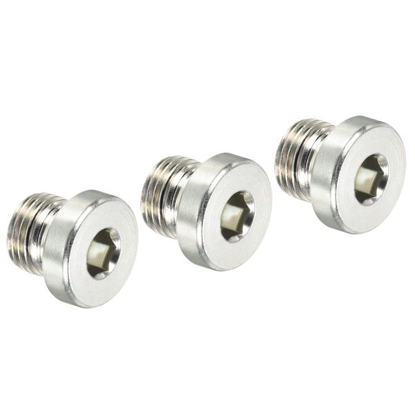 PATIKIL M10*1 Internal Hex Head Pipe Fitting Plug 3pcs Male Thread 45# Steel Socket Plug with Sealing Ring for Pipe Termination