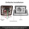 Bouncing Floor Socket, 2-Way Table Socket with 2 USB Ports, Wall Socket, Built-in Socket, Retractable Socket, Floor Table, Worktop, Restaurant Kitchen, Gold