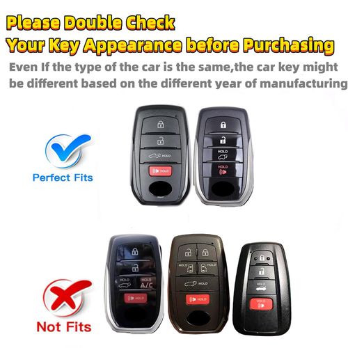 RFSRZ Fits for Toyota Key Fob Cover, Key Shell Case for 2019 2020 2021 2022 2023 2024 2025 Venza RAV4 Prime Sienna Land Cruiser Fortuner Mirai Grand Highlander Prius Collora, Bling Keychain (Black)