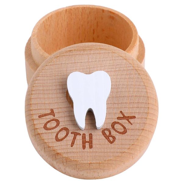 Bewudy Wooden Tooth Fairy Box, Tooth Fairy Keepsake Box to Place Under Pillow, Lost Tooth Storage Box for First Lost Teeth for Girls Boys Baby