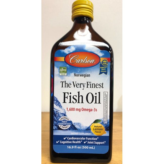 Carlson The Very Finest Fish Oil Lemon Norwegian 1600mg Omega-3 16.9 oz (500 mL)