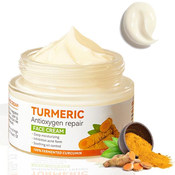 Turmeric Face Cream,Anti Aging Face Cream For Revitalift,Natural Turmeric Face Moisturiser With Vitamin C-Dark Spot Remover For Face For Anti Aging,Firming Fine Lines,Moisturizing