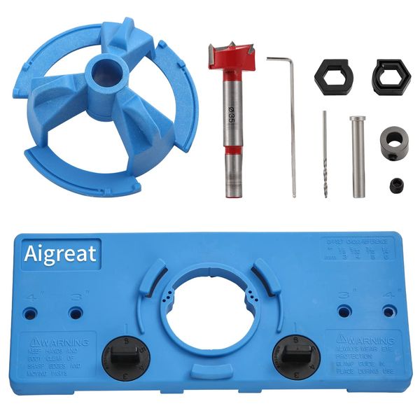 Jig for Concealed Hinges, Door Drill Hole Jig, Drilling Jig, 35 mm, Hinge, Hole Saw, Drilling Jig, Hole Opener, Door Cabinets (blue)