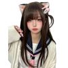 Wig, Semi-Long, Gradient, Straight, Full Wig, Women's, Wig, Natural, Small Face, Brown
