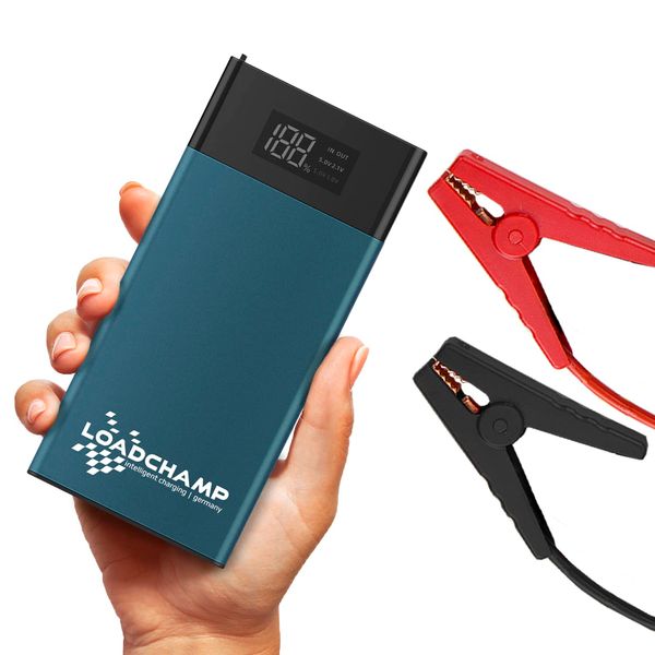 LOADCHAMP Starthilfe Powerbank 12V 10000mAh 500A Motorrad Auto Roller Starthilfegerät Jump Starter Autobatterie Starthilfe Power Bank Ladegerät USB