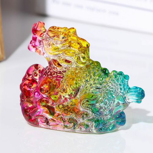 Kertari Zodiac Dragon Figurine Crystal Good Fortune Lucky Dragon Figurine [Genuine] Feng Shui 2024 New Year Dragon Figurine Decor Lucky Charm - Multicolor