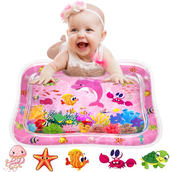 ZMLM Tummy Time Water Mat Baby Girls Gift, Baby Toys for 3-12 Months, Inflatable Infant Baby Tummy Time Toys Valentines Day Easter Gifts Play Mat Sensory Toy for Newborn Boys Girls Stimulation Growth