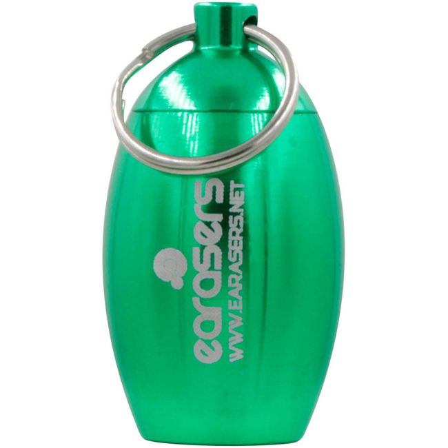 EARasers Earplugs Keychain Carrying Case - Aluminum Waterproof Ear Plugs and Pills Holder (Green)