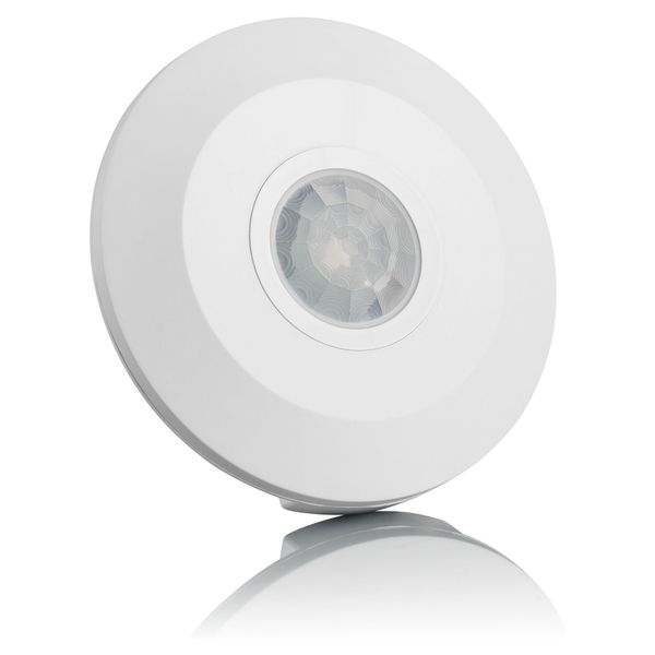 SEBSON 2x Infrared Motion Sensor, Ceiling Surface Mounted Indoor, PIR Sensor, LED Suitable, Programmable, Range 6m / 360°, max. 2000/1000W, IP20, 3-Wire, white