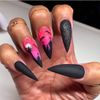 Bufenia 24Pcs Halloween Ballerina Press on Nails Long Length Coffin Fake Nails Stiletto False Nail Acrylic Nails for Women and Girls (E)