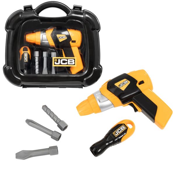 JCB - Kids Toys - Tool Kit - Drill, Screwdriver, Drill Bit Set & Screwdriver Bit Set - Childs Play Set for Boys and Girls - Construction Toys, Great Role Play for Kids