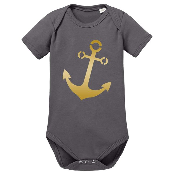 Comedy Shirts - Anker - Baby Body - Dunkelgrau/Gold Gr. 80