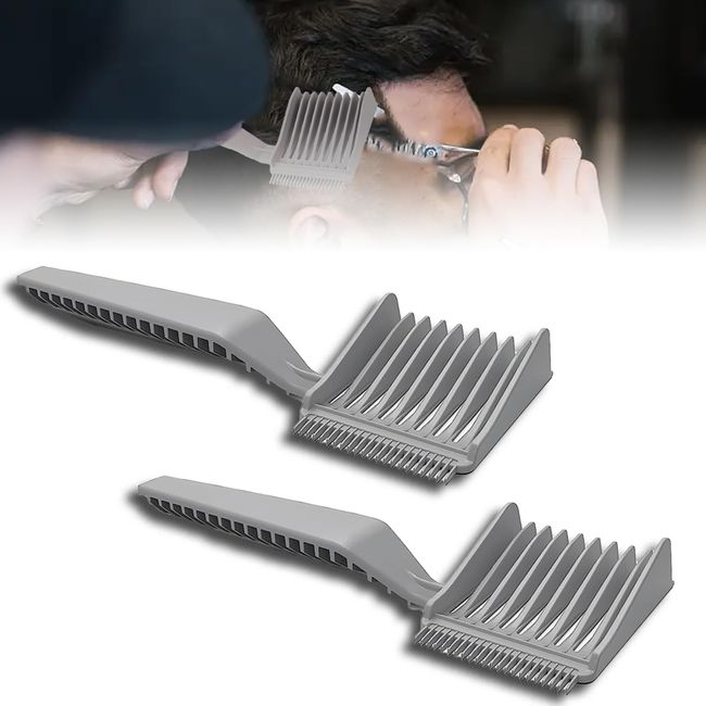 Kinretixia® 2 Stück Fade Combs Friseurkämme, Grau professioneller Haarschneidekamm, hitzebeständiger Haarschneidekamm, Gebogene Positionierung, Flacher Kamm