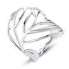 GemShadow Women 925 Sterling Silver Open Hollow Statement Band Leaf Ring