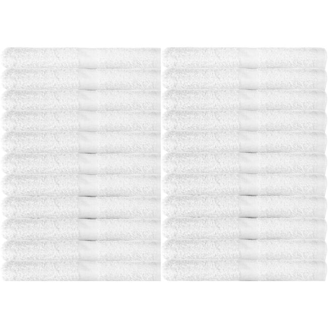 Towels N More Excellent Deals Wash Cloth (12 White) - 100% Cotton Loop Washcloth 12" x 12 - Absorbent and Soft Bathroom washcloths - Machine Washable Facecloth Face Towels (12)