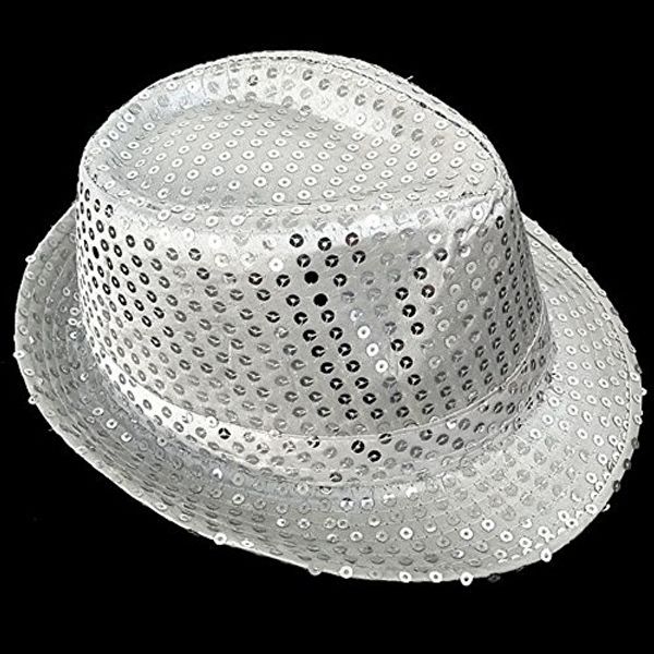 Silver Sequin Gangster Hat