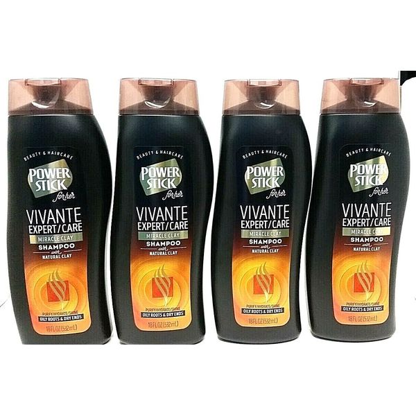 ( LOT 4 ) Power Stick women's Vivante Expert Care Miracle Clay Shampoo 18 oz Ea