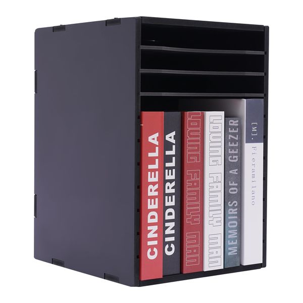 LENJKYYO Vertical Desktop Sorter, 11 Compartment Office Desk Organizer with Removable Dividers, Whole Load Capacity 132.28lb, File Organizer Paper Sorter for Office, Home, Classroom - Black