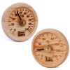 SAWO Round Wooden Sauna Thermometer 102-T and Hygrometer 102-H (Ø)100 mm, with Wood Burned Scale, Pine