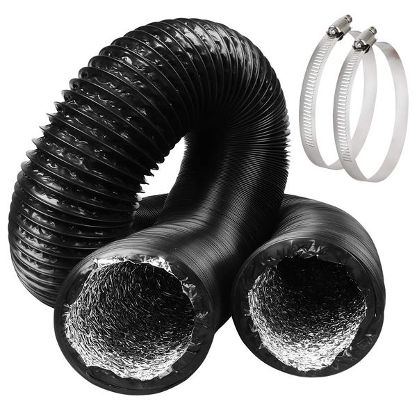 Omont Tumble Dryer Hose 10 Feet 100mm Ducting with 2 Clamps, 4 Inch Flexible Tumble Dryer Vent Kit Extractor Fan Ducting Aluminium Tube for Dryer, Kitchen