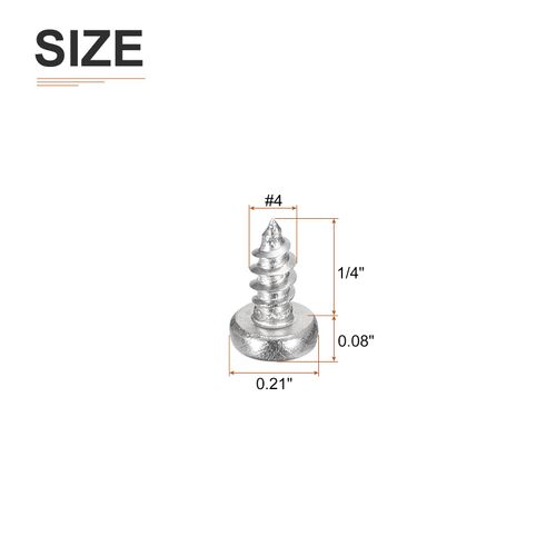 DTGN #4x1/4 Phillips Pan Head Self-Tapping Screw - 200Pack - Bright Finish 304 Stainless Steel Sheet Metal Screws Wood Screws