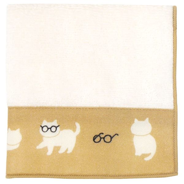 Hamamonyo Tenugui Taoru (Hand Towel) Cat Glasses