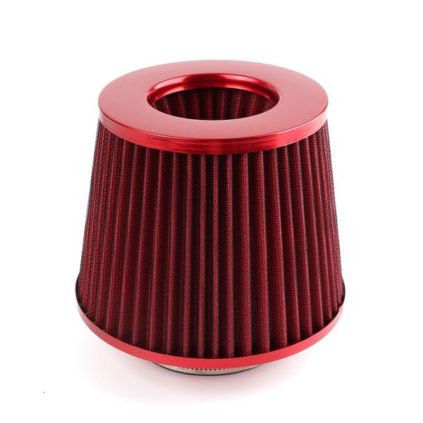 AUTOXBERT Universal Car Air Filter Induction Kit Sports Car Cone Air Filter Chrome Finish Red 3" 76mm Performance High Flow Cold Air Intake Cone Replacement Dry Filter(Single Pack,76mm)