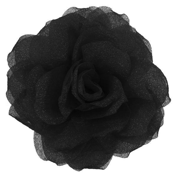 Rose Flower Brooches and Pins for Women | Black Brooches for Women with Hair Clip | Hair Pins for Women & Flower Clips for Hair | Lapel Pins for Women | Hat Pins for Women, Rose Pin 4.3 Inches, Black