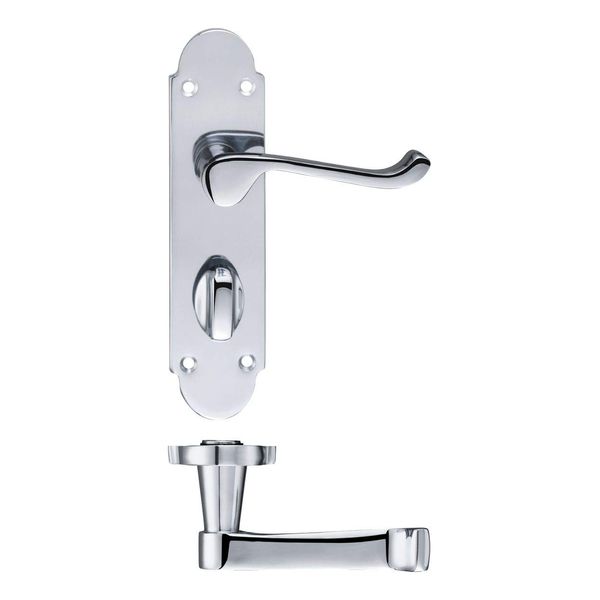 Epsom Door Handle Bathroom Set 170mm X 40mm Polished Chrome