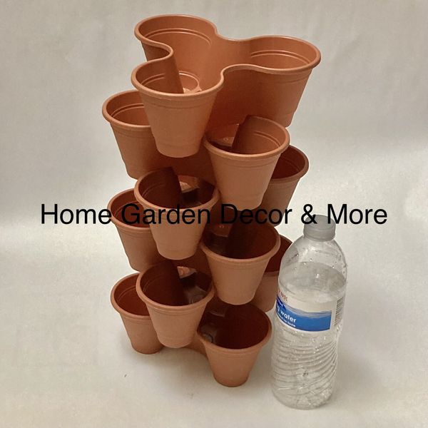 MINI 6 Tier Stackable Strawberry Tower Flower Planters Vertical Terracotta SMALL