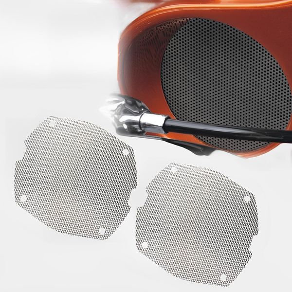 VPZMT Replacement Front Mesh Speaker Grill Cover Panels Fits for 1996-2013 Harley Touring Electra Glide,Street Glide,Ultra Limited And Tri Glides Models (Chrome)