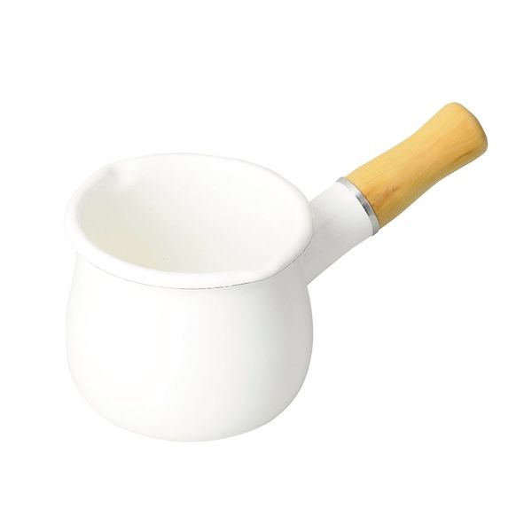 Pearl Metal Paint Finish Milk Pan, 4.9 inches (10 cm), Hollow Blank Kitchen, White HB-3676