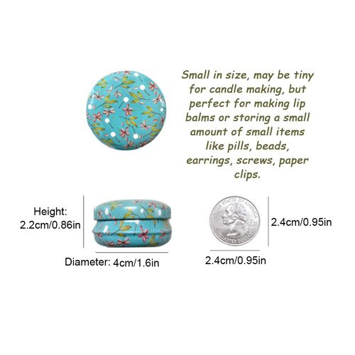 12 Pcs Mini Tinplate Candle Tin Jars with Lids, Empty Reusable Round Travel Tin Cans Refillable Container Jars for Candle Making, Lip Balm, Salve, Eye Shadow, Powder (Romantic Garden Flowers)