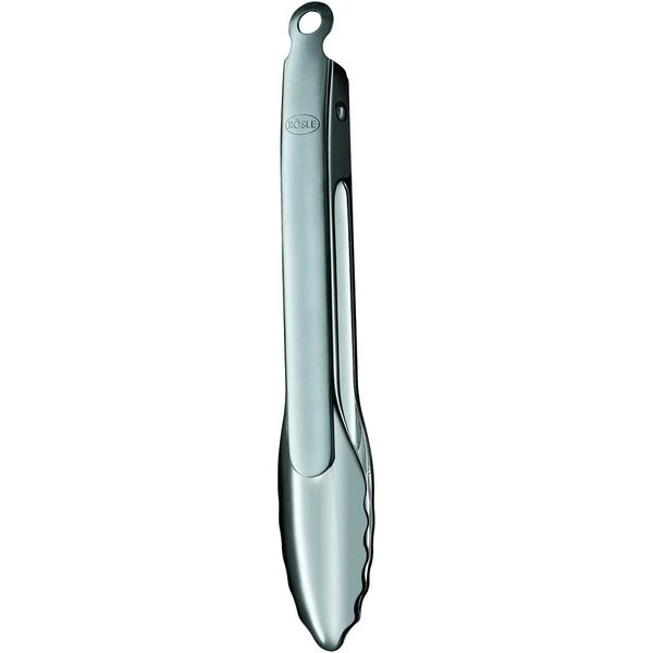 Rösle Stainless Steel 9-inch One-Handed Locking Tongs (12915)