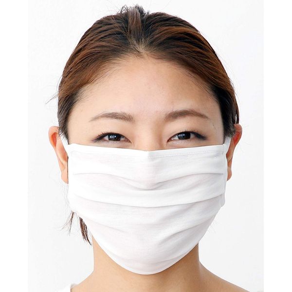 Tuyon T-90WH 100% Ice Cotton, 2 Pieces, Washable Cloth Mask, UV Protection Mask, Pleated Type, Gentle on the Skin, Flat Tape That Won't Hurt Your Ears, Made in Japan, Fabric, Wrinkle Resistant, Off-White