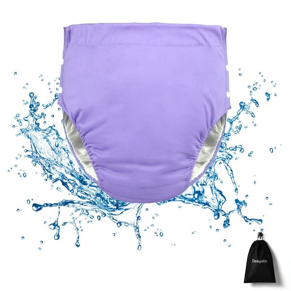 DEEYOTA Adult Diaper Cover, Incontinence Pants, Nursing Leak Proof, Repeated Washing, Nursing Incontinence Shorts, Unisex, Adjustable Size, Quick Dry, Breathable, Elderly Incontinence Care, Pregnant Women, Diapers, Home Care, Purple XL