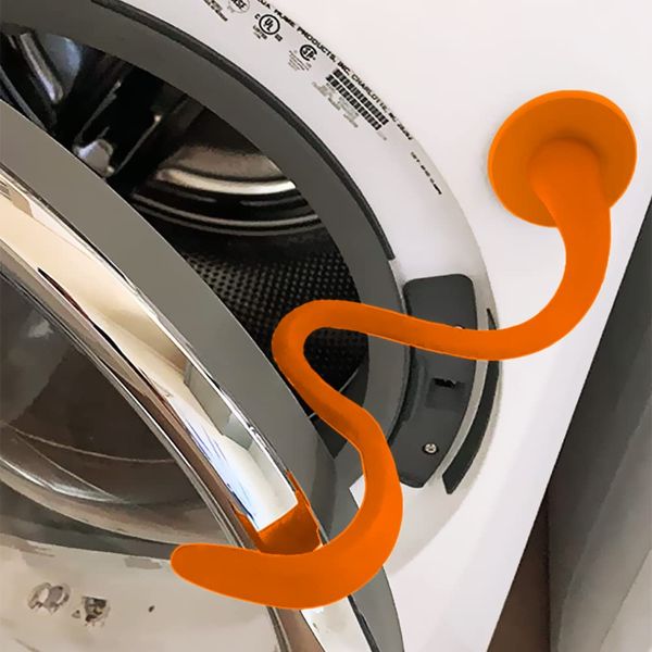 Front Load Washer Door Prop and Stopper, Removable Magnetic Washer Door Holder - Flexible Adjustable Washer Door Stopper Keep Washer Door Open to Prevent Odors - Orange