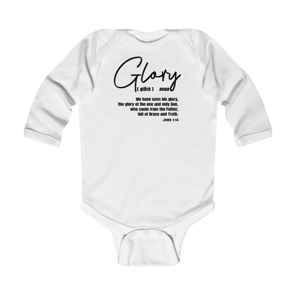 Infant Long Sleeve Bodysuit, Glory Christian Inspiration - White / 12M