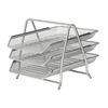 3 Tier Range Black Wire Mesh 3 Tier Desk Letter Trays (Silver)