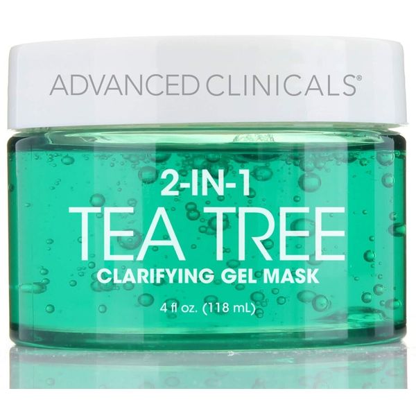 Advanced Clinicals Tea Tree Facial Gel Mask, 4 Fl Oz